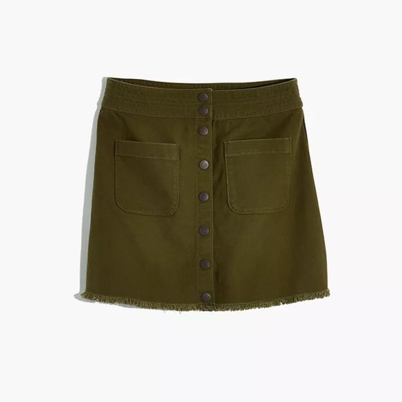 Madewell Raw-Hem A-Line Mini Skirt in Kale - Picture 4 of 5